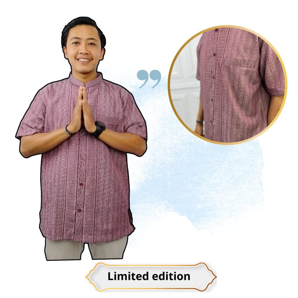 Koko couple Sarimbit Ayah Anak warna Marun dusty pink salur