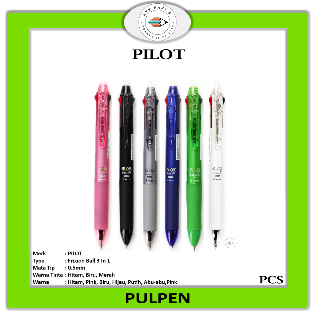 

PILOT FRIXION - Pulpen Pilot 3 IN 1 Impor Jepang Bisa Dihapus (0,5) - Pcs