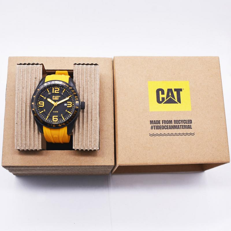 CATERPILLAR CAT LQ.161.27.137-Jam Tangan Pria-Rubber Kuning -100% asli resmi