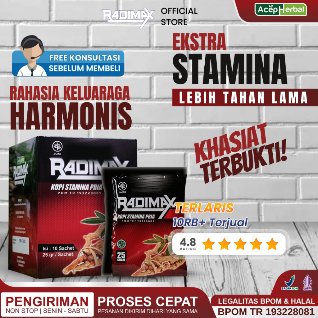 Kopi Kuat Tahan Lama Penambah Stamina Pria Dewasa Radimax Isi 10 Sachet Kopi Herbal Solusi Untuk Eja