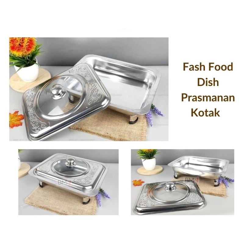 Tempat Wadah Saji Makanan / Prasmanan  Stainless + Tutup
