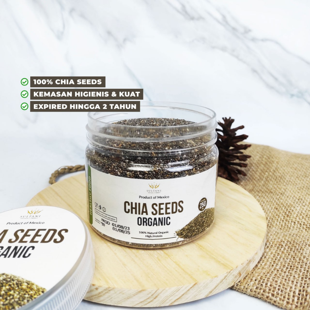 

Chia Seed Organik Hitam Non GMO Biji Premium Serbuk Murni Original untuk Diet Sehat Chia Seed