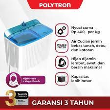 MESIN CUCI POLYTRON PWM8072 / MESIN CUCI POLYTRON 8 KG / MESIN CUCI 2 TABUNG POLYTRON SAMBA SERIES H