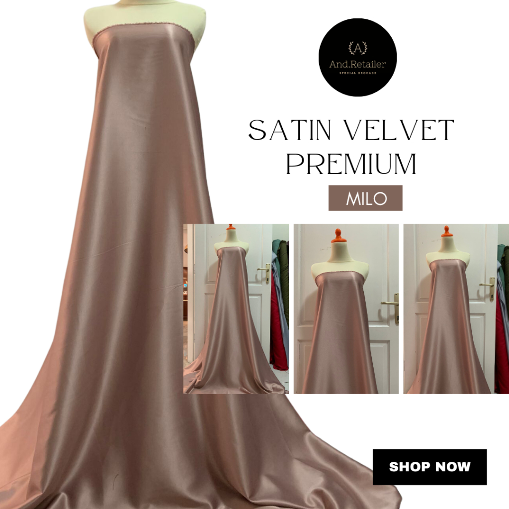 Kain Satin Velvet Premium Warna Milo Bahan Seragaman Bahan Furing Bisa Untuk Bckground Backdrop Foto