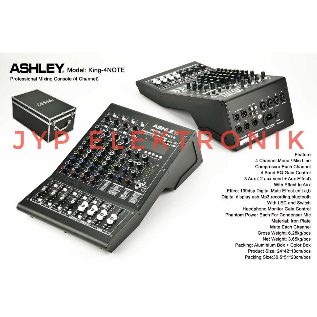 MIXER AUDIO ASHLEY KING 4 NOTE / ASHLEY KING4 NOTE / ASHLEY KING 4NOTE ORIGINAL USB-BT-REC-SOUND