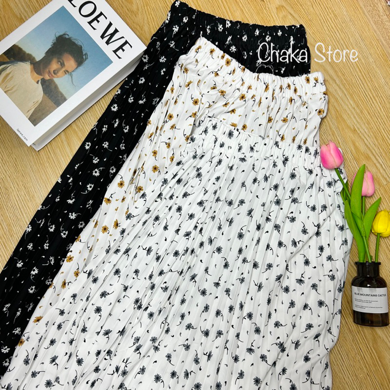 Rok Plisket bunga / Rok Wanita Panjang / Rok korean