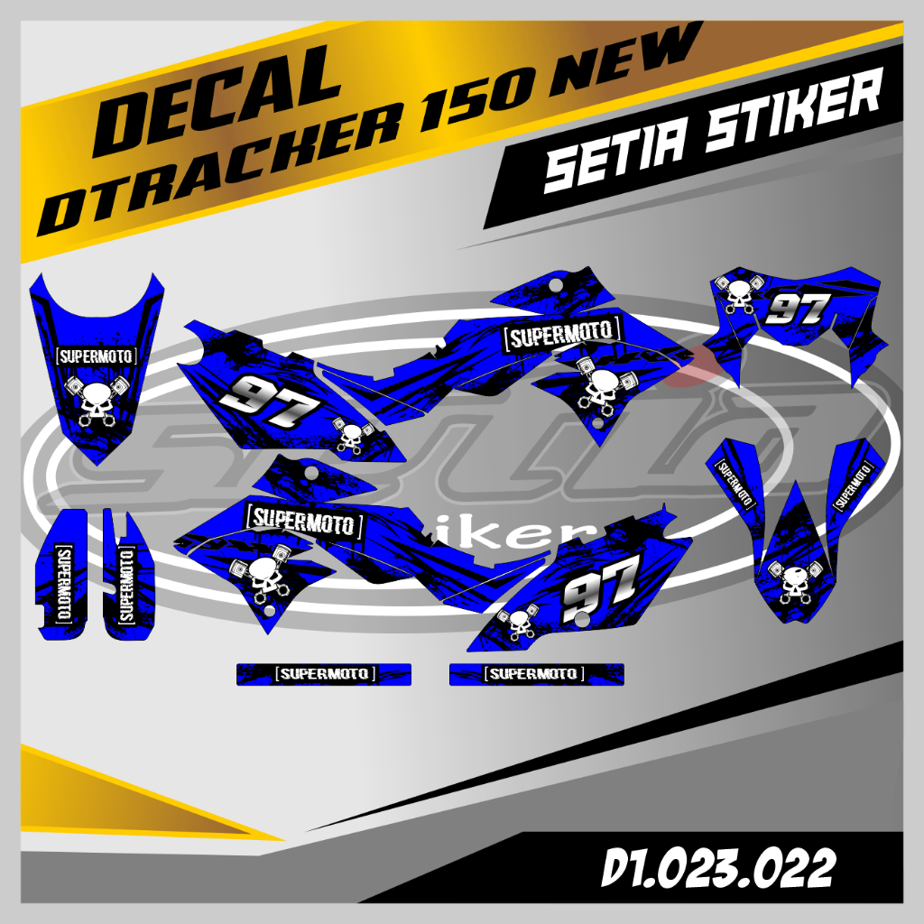 DECAL DTRACKER 150 NEW BIRU HITAM, SUPERMOTO, TRAIL, DESAIN BEBAS CUSTOM BARU (D1.023.022)