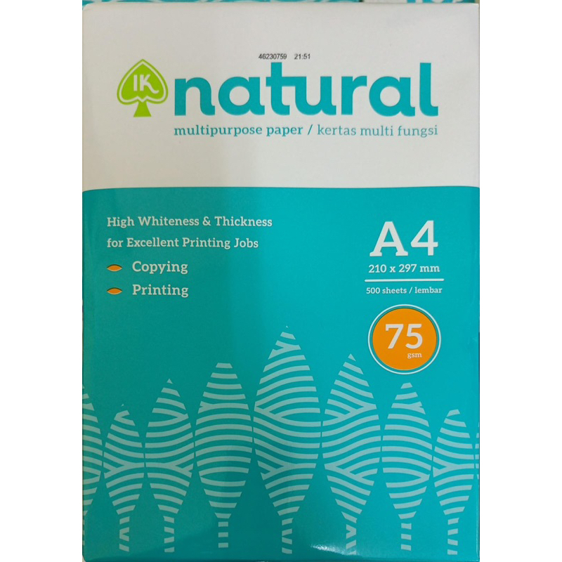 

kertas Hvs A4 merek Natural 75 GSM