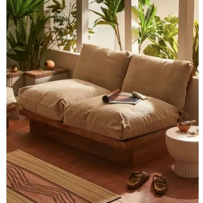 Unixlo - Sofa retro 21 seater minimalis, bahan kayu jati Major Spring