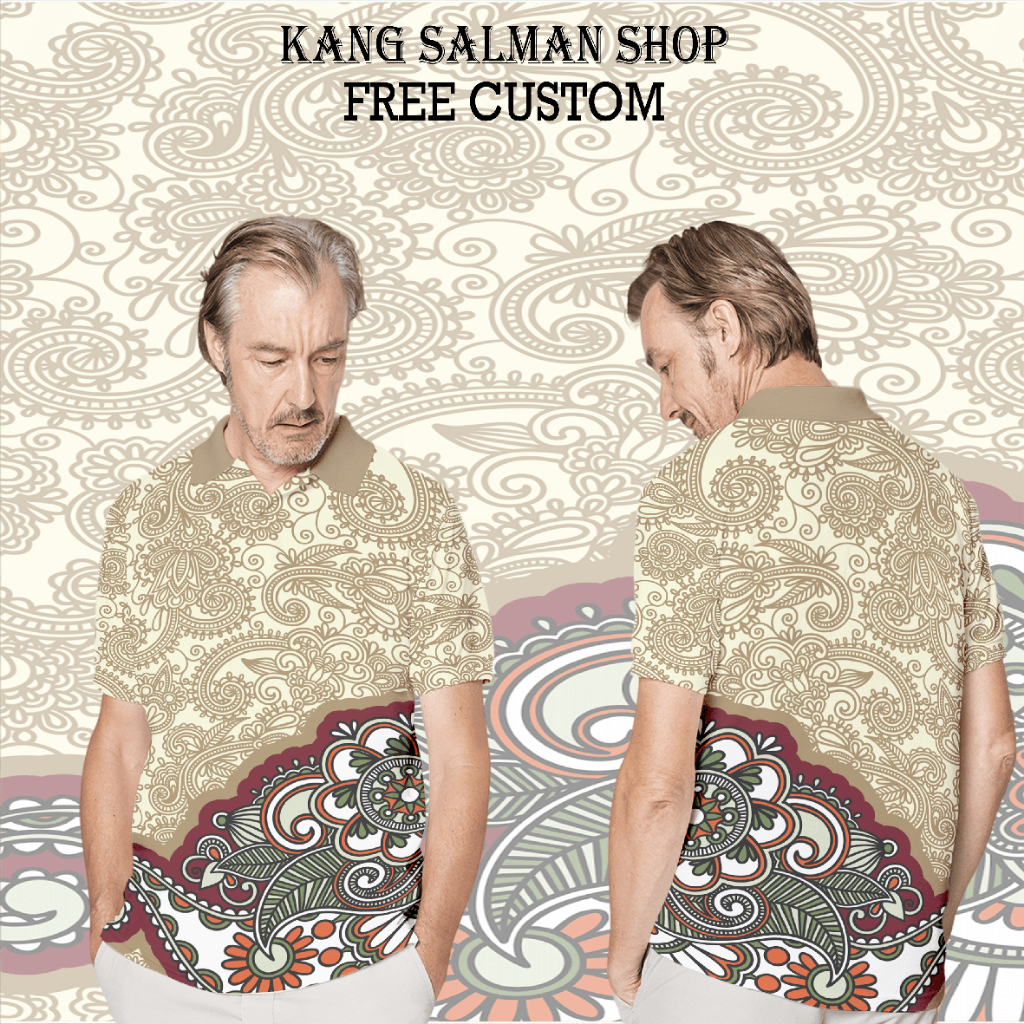 T-shirt pria baju polo kaos jersey motif batik bisa custom logo nickname dll Fullprint 3D terbaru 20