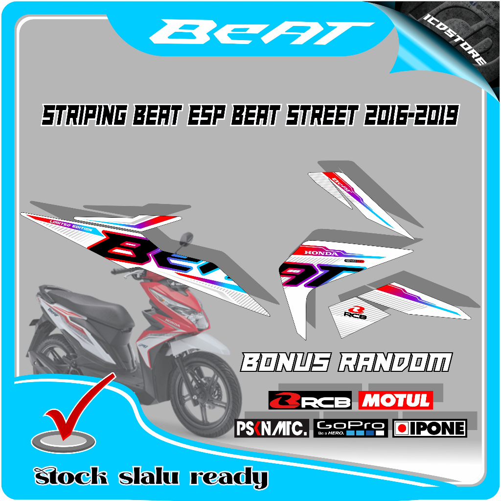STRIPING BEAT RAINBOW 2023 STIKER VARIASI KEKINIAN -BEAT ESP 2016-2019 - BEAT ESP - BEAT STREET