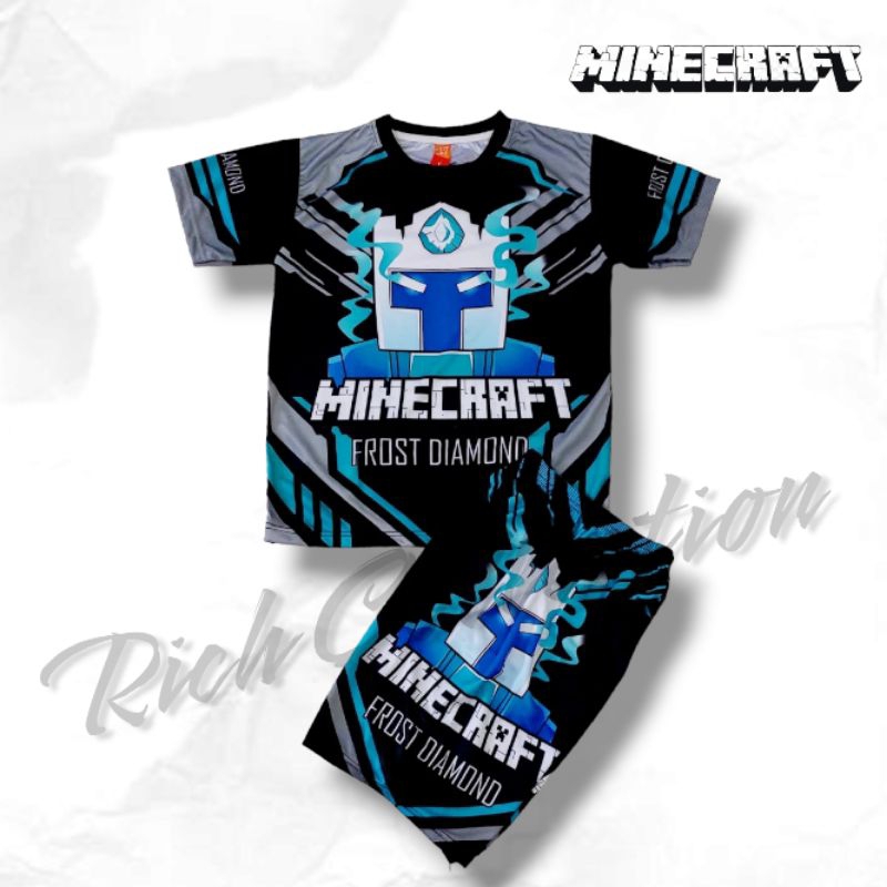 SETELAN BAJU ANAK PRINTING MINECRAFT