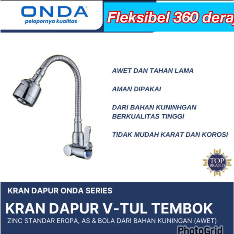 Promo keran angsa fleksibel cuci piring Model Onda dapur angsa cuci piring hitam ONDA tembok kamar m