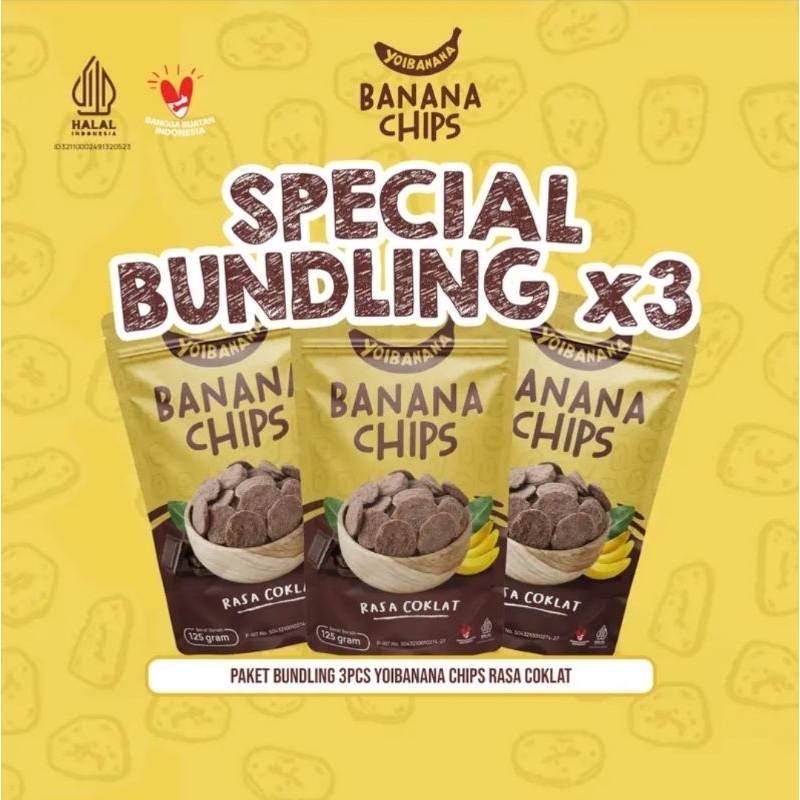 

Keripik Pisang Coklat - Yoibanana Chips - SPECIAL BUNDLING 3pcs