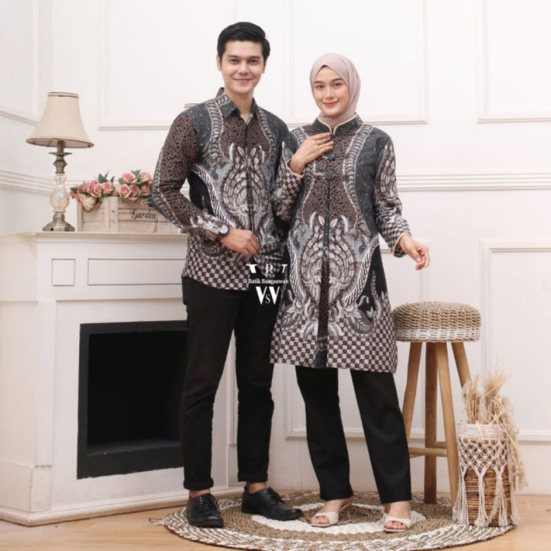 COUPLE TUNIK KEMEJA BATIK MODEL FULL KANCING (BUSUI) TERBARU READY JUMBO