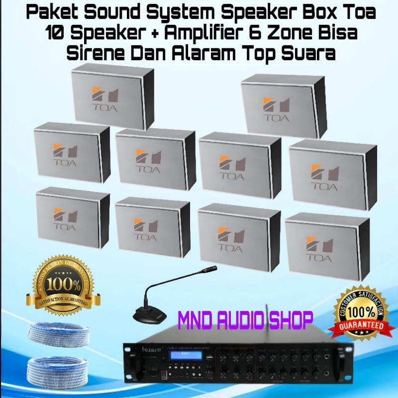 Paket Sound System Speaker Box Toa 10 Speaker + Amplifier 6 zone Sirene