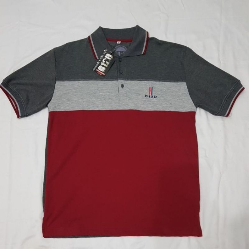 kaos kerah motif salur kaos C12D Kaos pria dan wanita