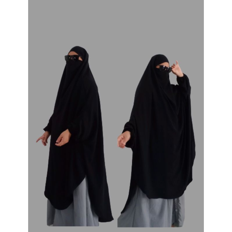 French Khimar overhead jetblack