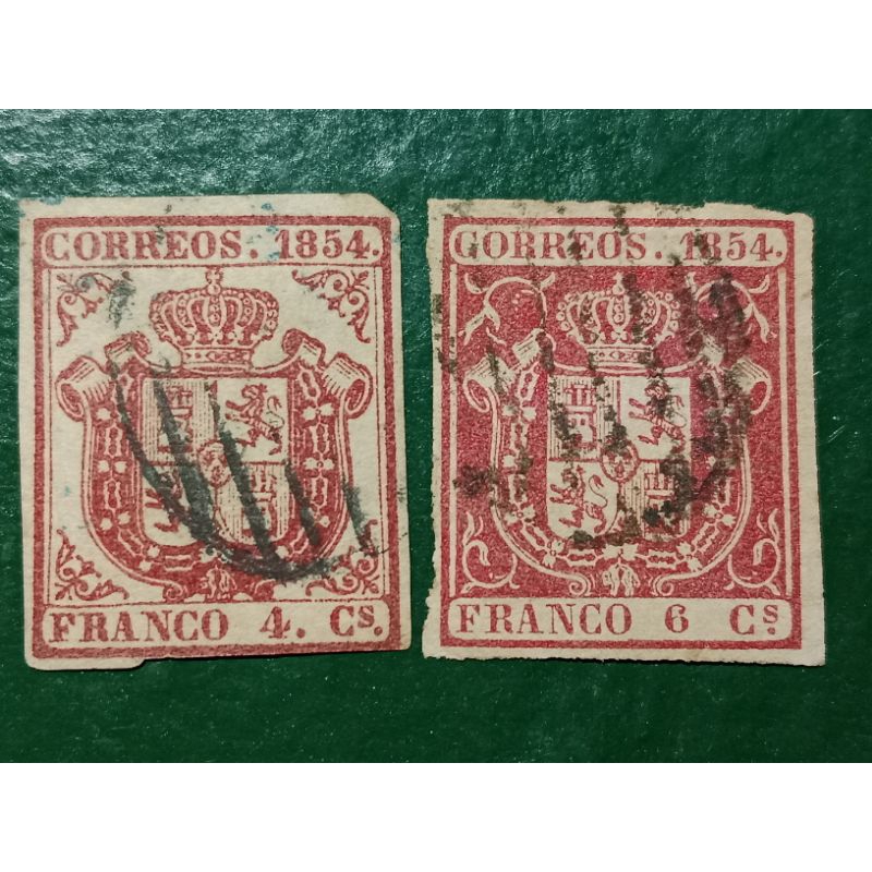 

Prangko Spanyol Klasik langka 2 Pcs Tahun 1854 USED