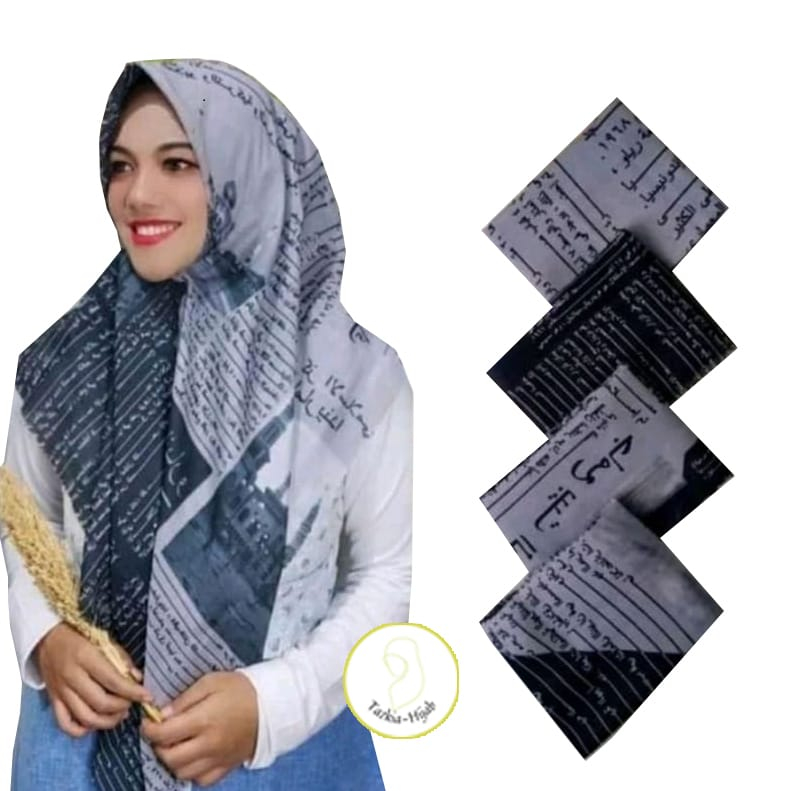 hijab segi empat voal katun Krudung Motif Arab