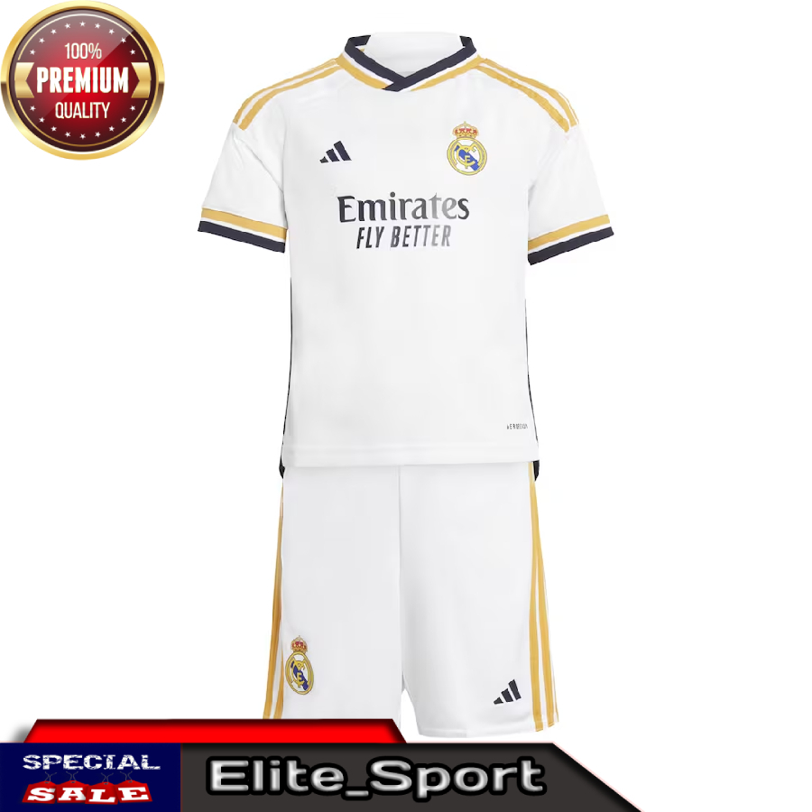 JERSEY BOLA ANAK REAL MADRID HOME KIDS 2023/2024 GRADE ORI | SETELAN BAJU BOLA ANAK REAL MADRID HOME