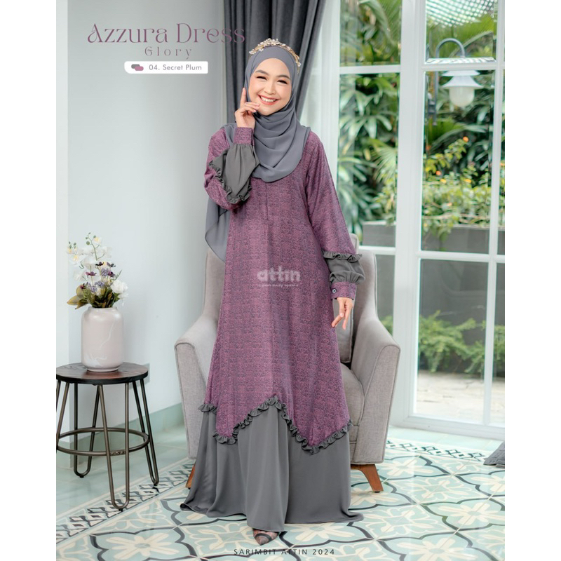 Gamis Dewasa Mewah Motif Limited PO Cicil tabungan Azzura Dress Glory Azurra By Attin sarimbit 2024 