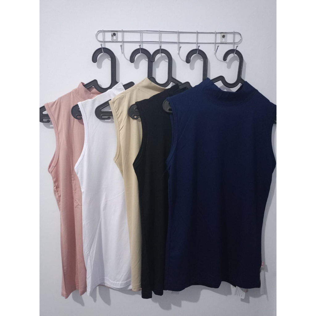 Manset Premium Basic Turtle Neck, Manset Kaos Tanpa Lengan, Manset Dalaman Baju Wanita,inner tanpa l