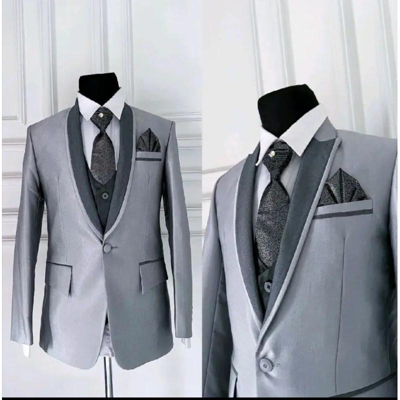Jas wedding silver/jas pengantin pria silver/jas formal premium