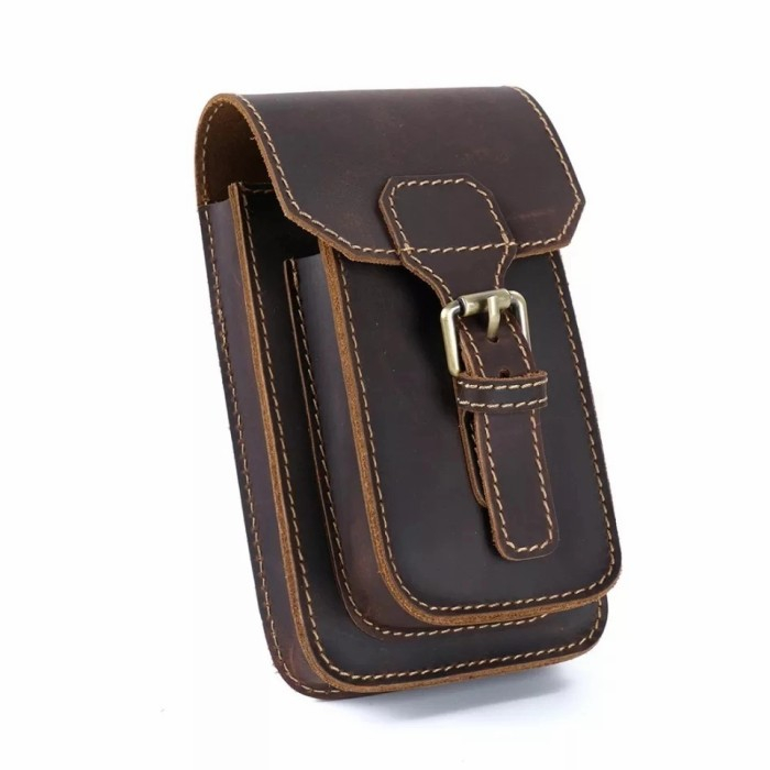 Tas Pinggang Hp Asli Kulit - Tas Pinggang Pria Kulit Asli Original - Dompet Pinggang Hp