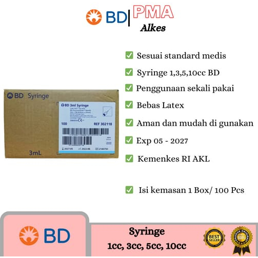 Syringe BD 1cc, 3cc, 5cc, 10cc Harga/Box