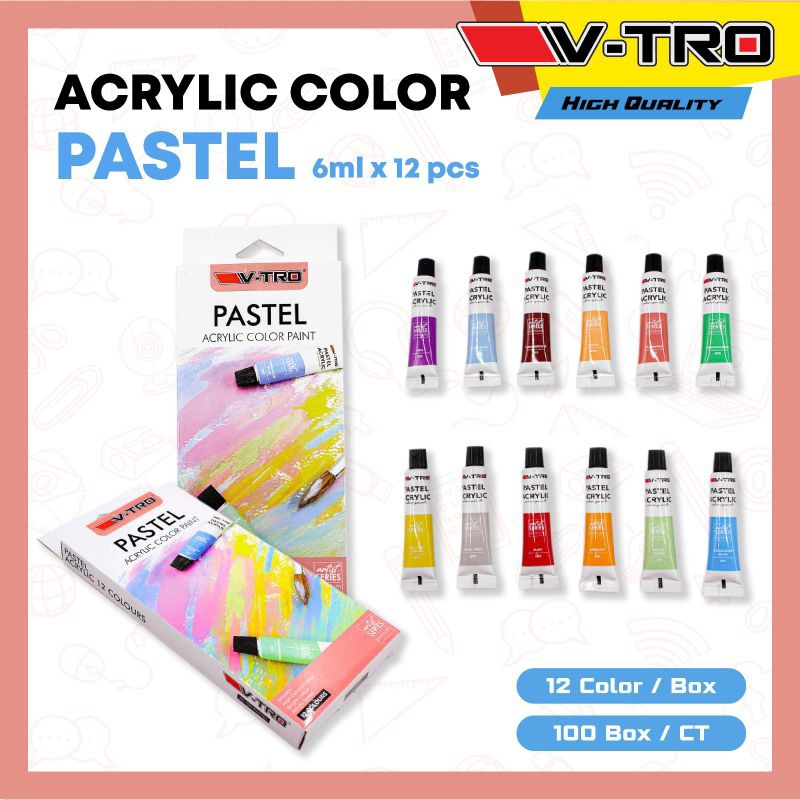 

cat acrylic pastel Vtro 12 warna