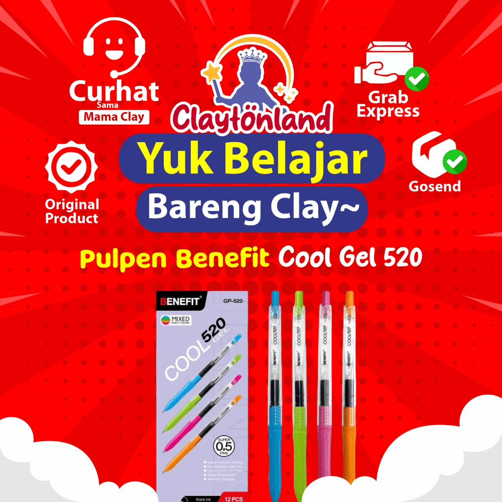 

1Pcs Pulpen Benefit Cool Gel 520 / Ballpoint / Pen Mirip Kokoro / Bolpen Benefit 0.5mm