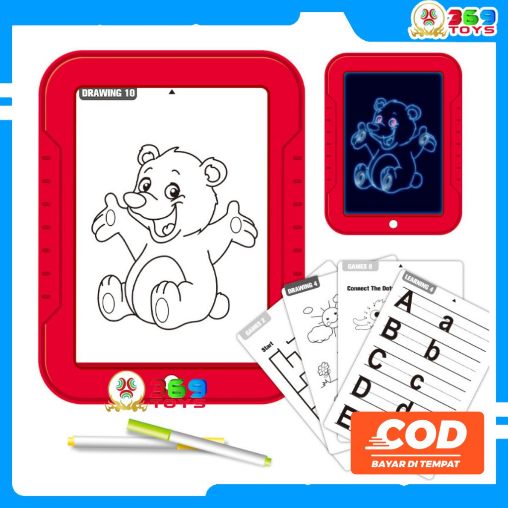 MAINAN IPAD DRAWING PAD MENGGAMBAR GLOWS LIGHT-UP GAMBAR