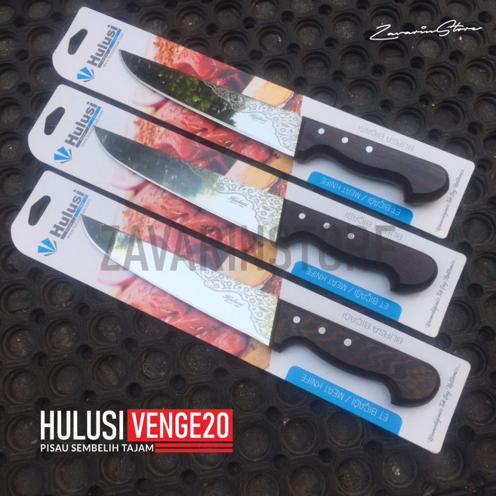 Pisau Sembelih Tajam Hulusi Venge 20cm, Turki, Plus Sarung Kulit Keren, Stainless, Slaughter, Butche