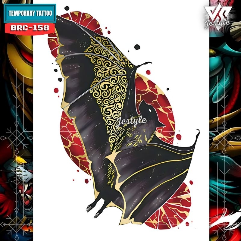 [BRC-158] Tato Temporer Temporary Tattoo Burung Kelelawar