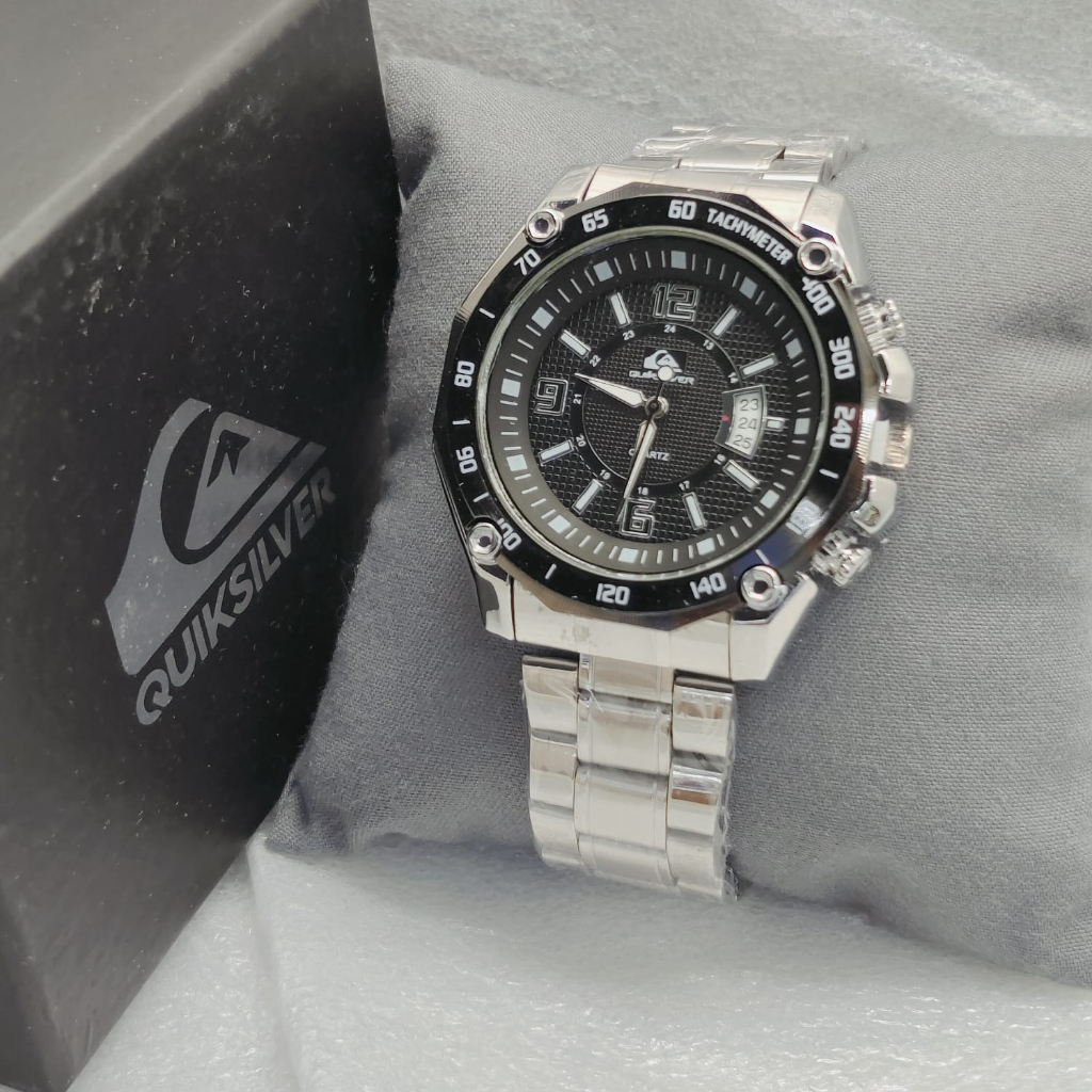 Jam Tangan Pria Quiksilver Rantai 3355 ET Free Box Ori & Baterai Cadangan