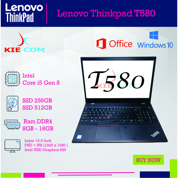 Lenovo Thinkpad T580 Core i5 Gen 8 Ram 16GB | SSD 512GB | Win 10 Original |