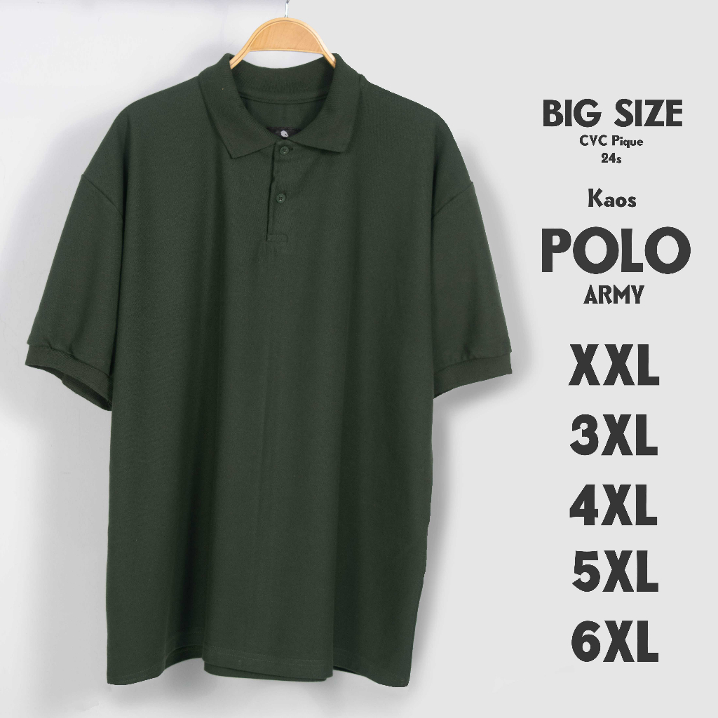 Kaos Polo Jumbo Army Big Size Pria XXL 3XL 4XL 5XL 6XL Kerah