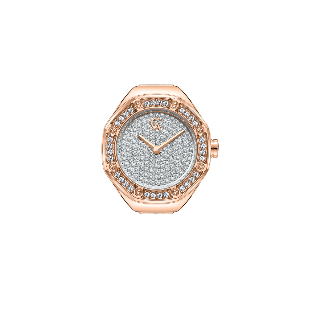Alexandre Christie Ring Watch Ladies Oak-shaped Rose Gold Silver Dial 20mm - AC2B06LHBRGSLDR