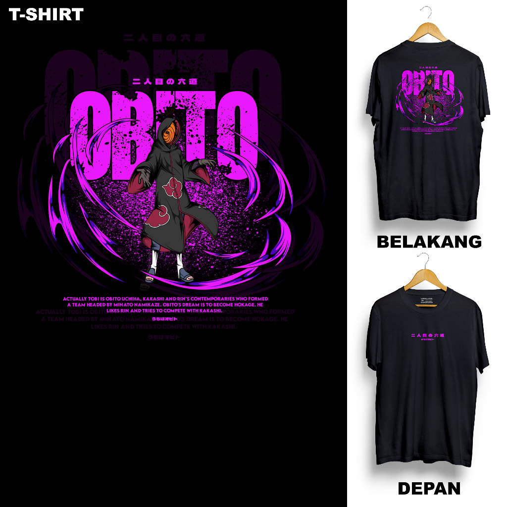 OBITO - KAOS DEWASA MOTIF ANIME NARUTO BORUTO KARAKTER OBITO AKATSUKI