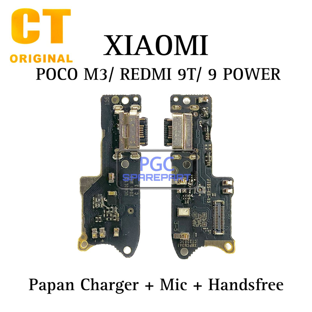 Original CT Ada IC - Papan PCB Charger Mic Handsfree Xiaomi Poco M3 / Redmi 9T / Redmi 9 Power - Fle