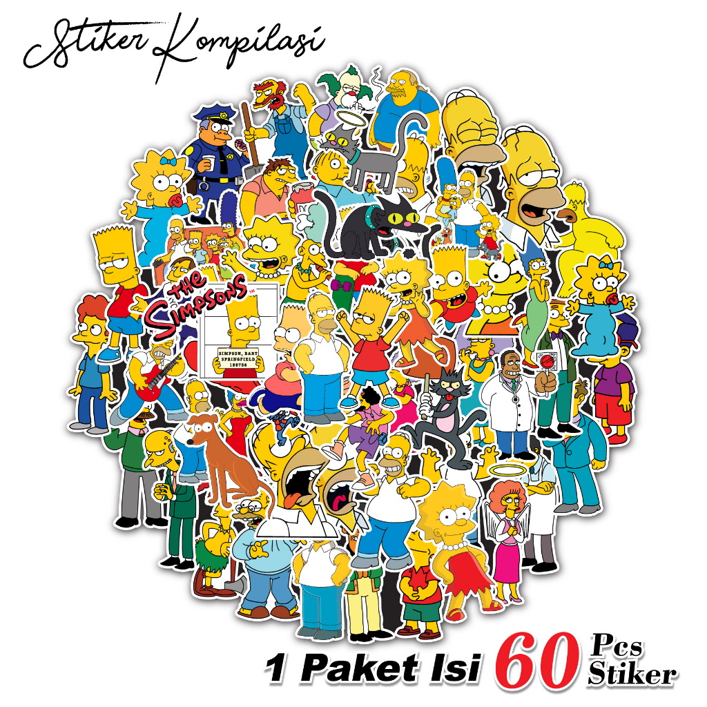 60 PCS STICKER THE SIMPSONS LENGKAP LUCU AESTHETIC ANTI AIR UNTUK LAPTOP CASE TUMBLER KOPER HP - K25