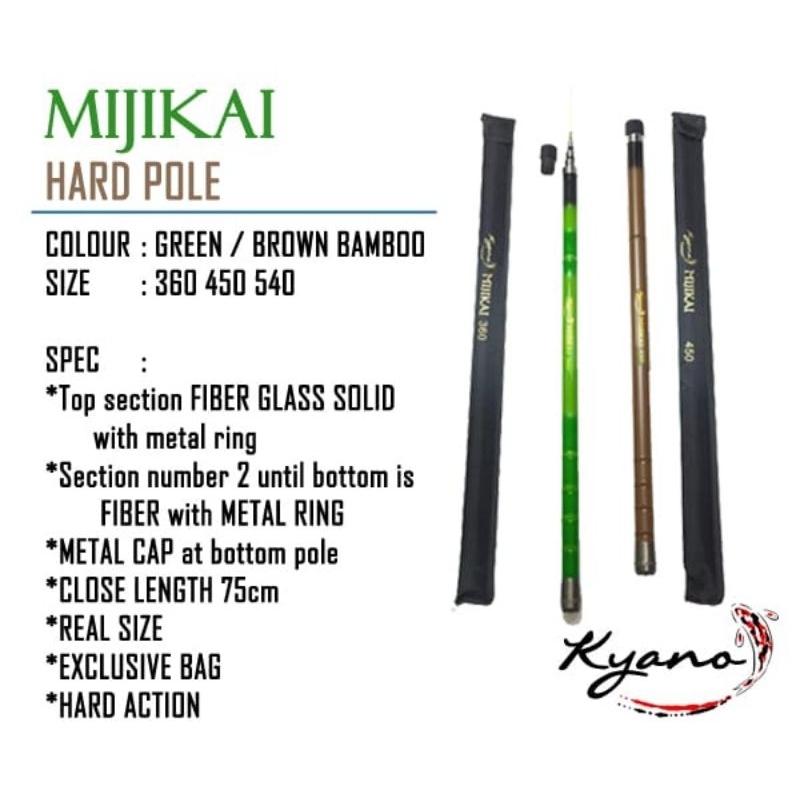 Joran Pancing Tegek/Joran Pool/Joran Pancing Gabus Kyano Mijikai 360cm (Kaku)