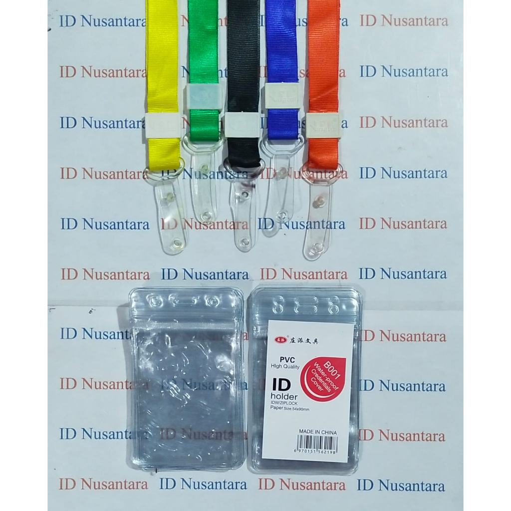 Paket ID Card Zipper 6,5x9CM + Tali kait karet  2 CM Isi (10pcs)