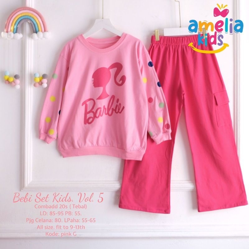 (COD) Bebi set kids vol 5 ORI Amelia kids// setelan anak usia 9-13 tahun warna pink