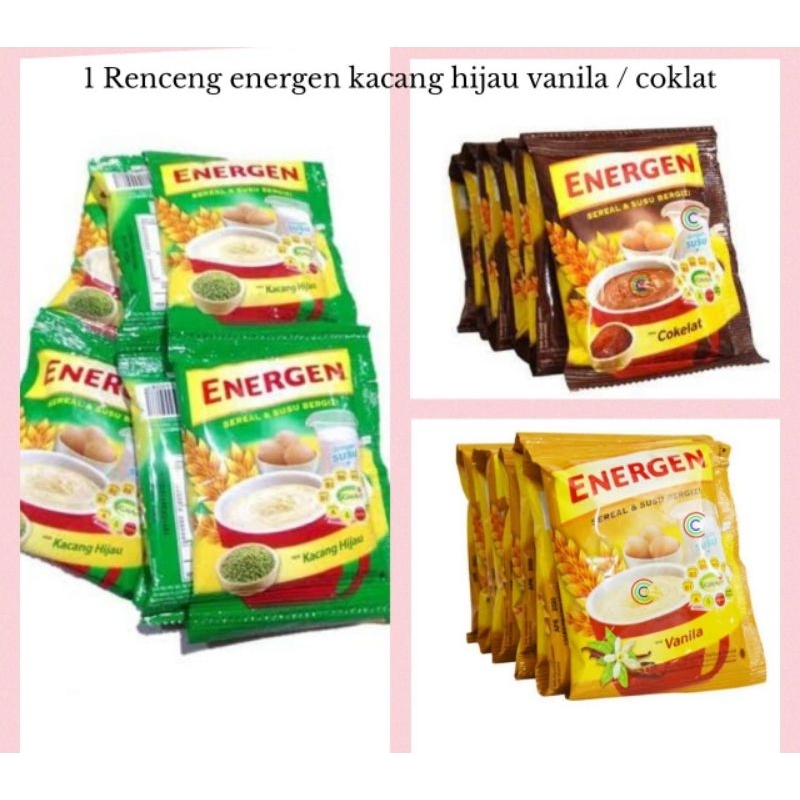 

Energen Susu Cereal Rasa Kacang hijau / vanila / coklat isi 10 Sachet