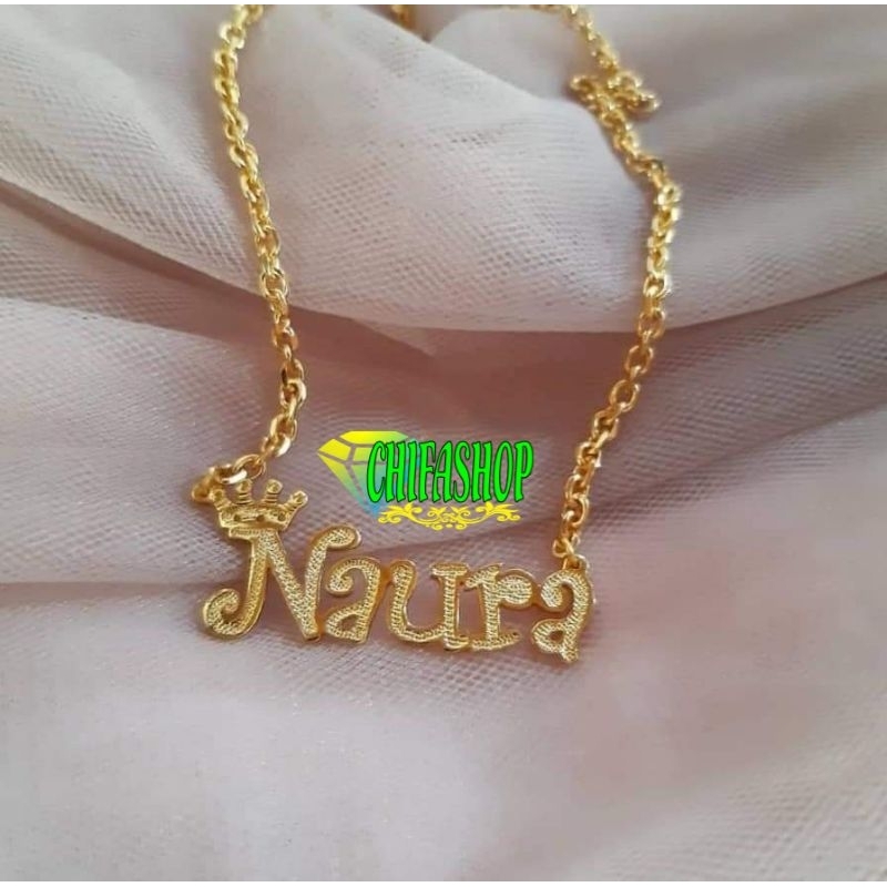 kalung liontin ukir nama sendiri titanium lapis emas 24k anti karat