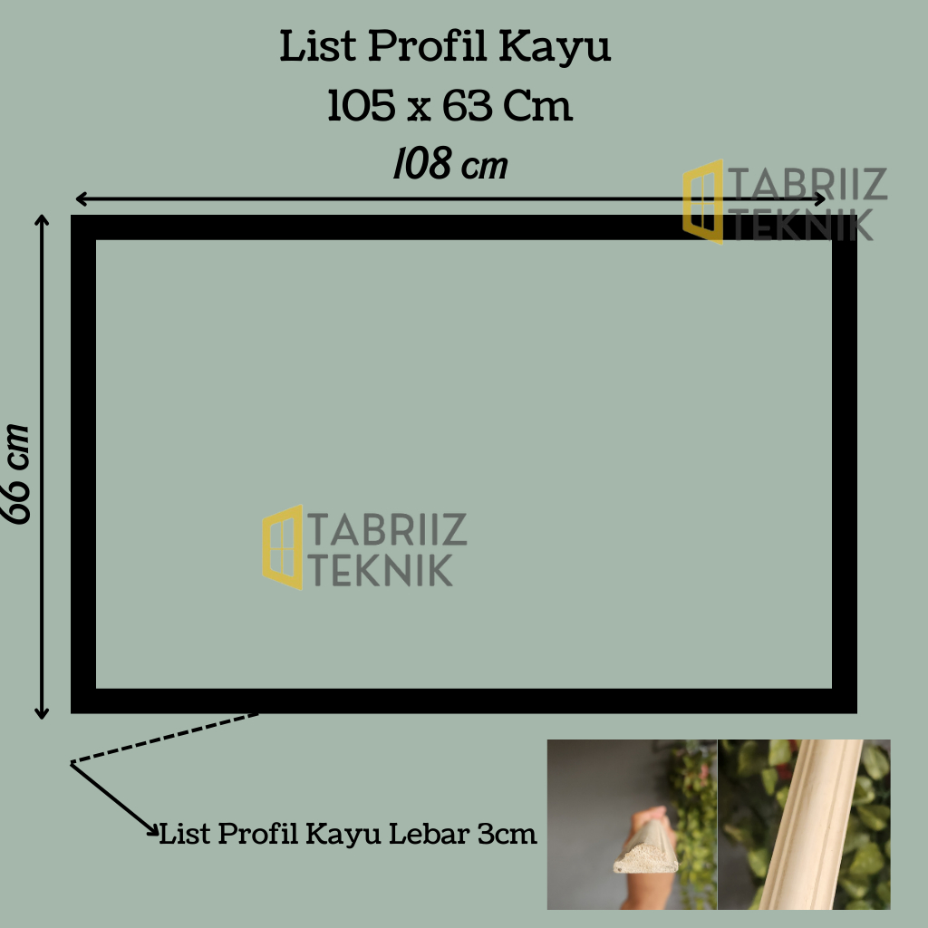 Paket Wall Moulding Ukuran 105x63cm list Profil Kayu lebar 3cm Murah Langsung Pasang Dinding Rumah