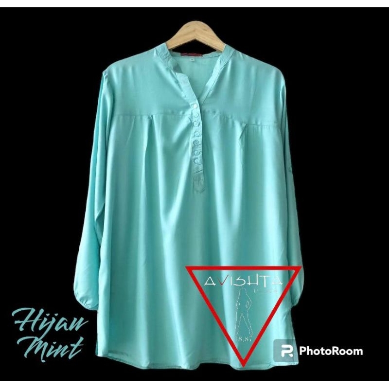 Blus polos rayon hijau mint Bloes polos rayon Blus polos jumbo lasenta Blus polos rayon terlaris