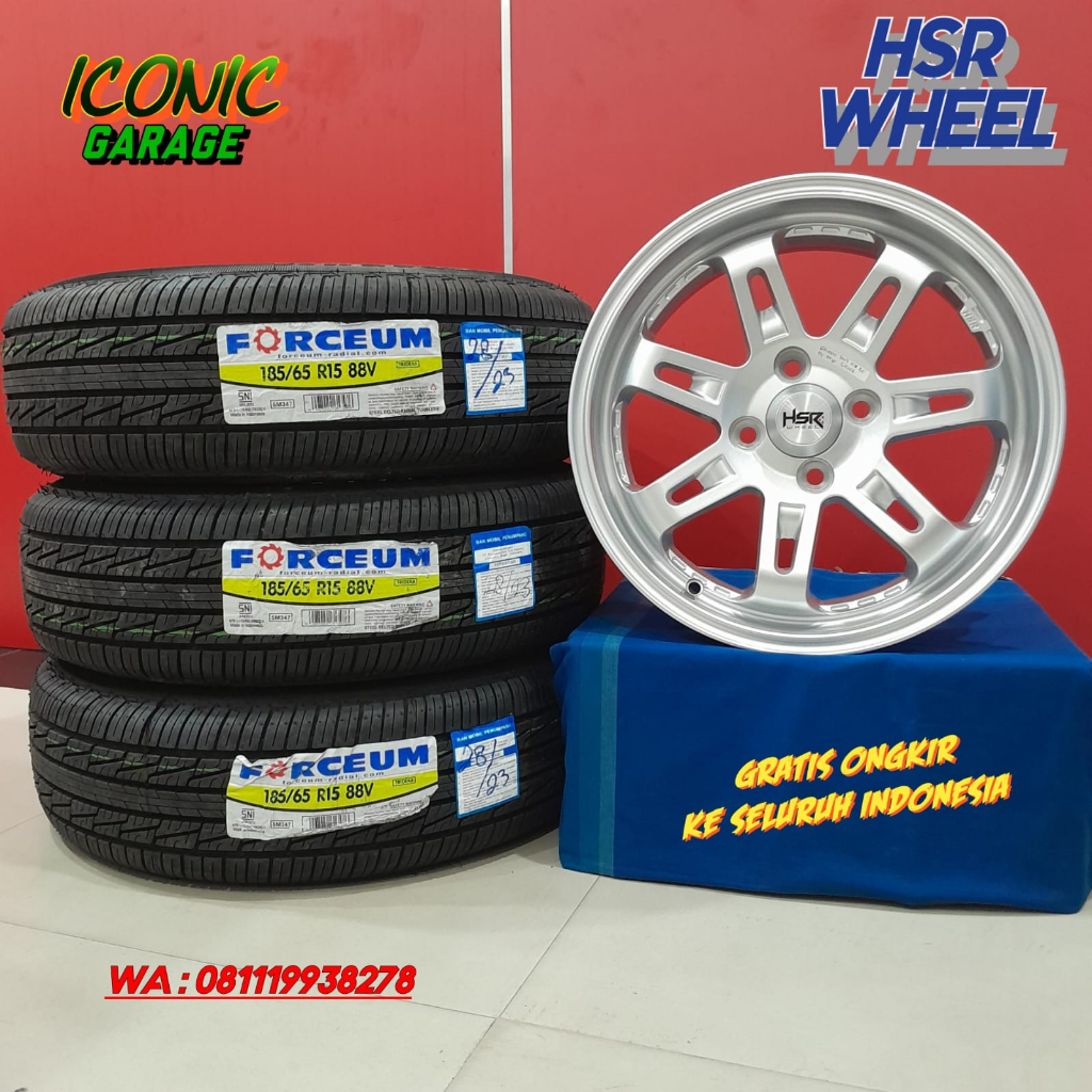 velg mobil hsr daimon ring 15 + ban untuk mobil jazz, brio, agya, dll.